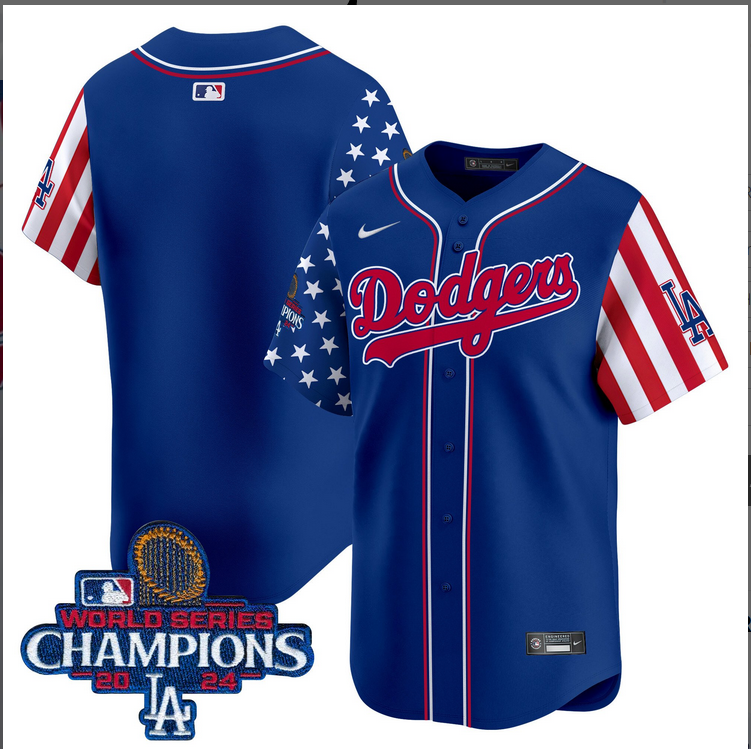 Men MLB Los Angeles Dodgers blank American Style blue 2024 World Series Champions  Limited Jersey